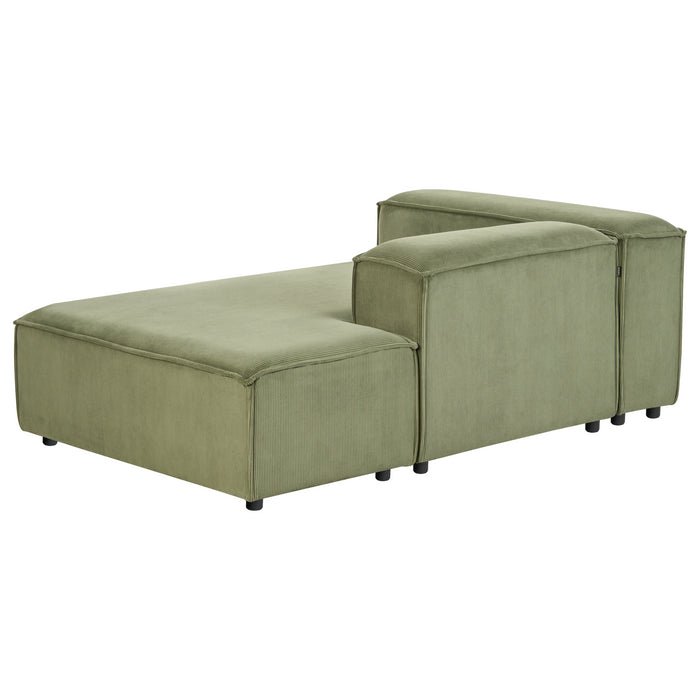 Beliani - ARDAL - Chaise longue - Groen - Linkszijdig - Corduroy