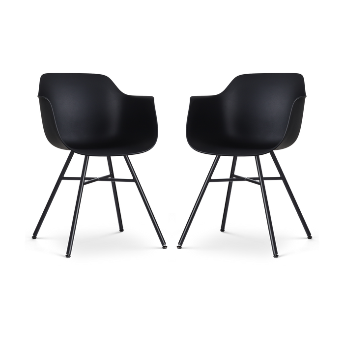 Nolon Noa-Puk Eetkamerstoelen Set van 2 - Zwart - Zwart Onderstel