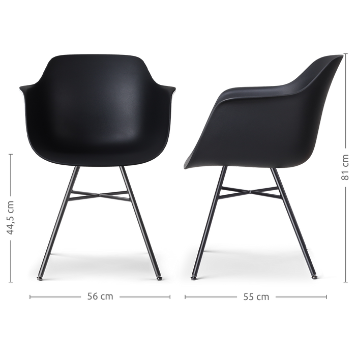 Nolon Noa-Puk Eetkamerstoelen Set van 2 - Zwart - Zwart Onderstel