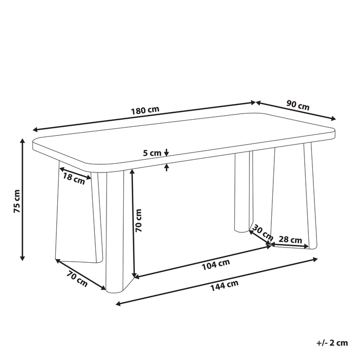 Beliani - ATLIN - Eettafel - Zwart - 180 x 90 cm - MDF