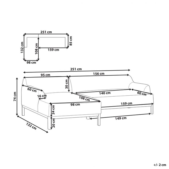 Beliani - SOSJO - Hoekbank - Zwart - Rechtszijdig - Polyester