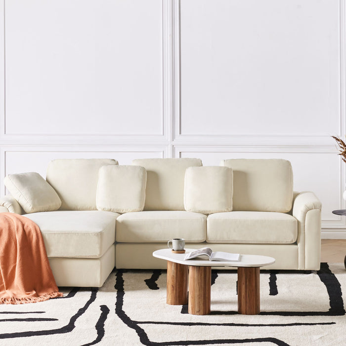 Beliani - KOHLO - Hoekbank - Lichtbeige - Rechtszijdig - Stof