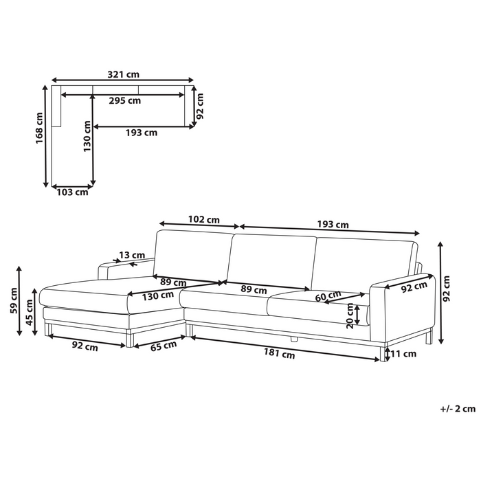 Beliani - SIGGARD - Hoekbank - Wit - Rechtszijdig - Bouclé