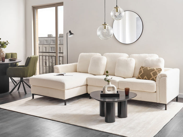 Beliani - OSLO - Hoekbank - Wit - Rechterzijde - Bouclé