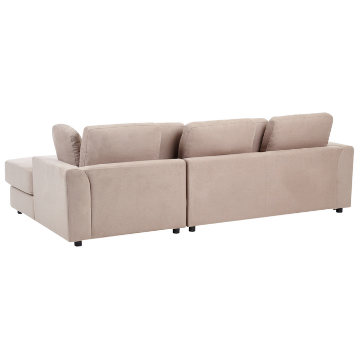 Beliani - KOHLO - Hoekbank met ottomaan - Taupe - Linkszijdig - Stof