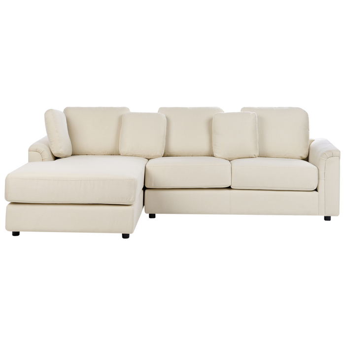 Beliani-KOHLO-Hoekbank met ottomaan-Lichtbeige-Rechtszijdig-Stof
