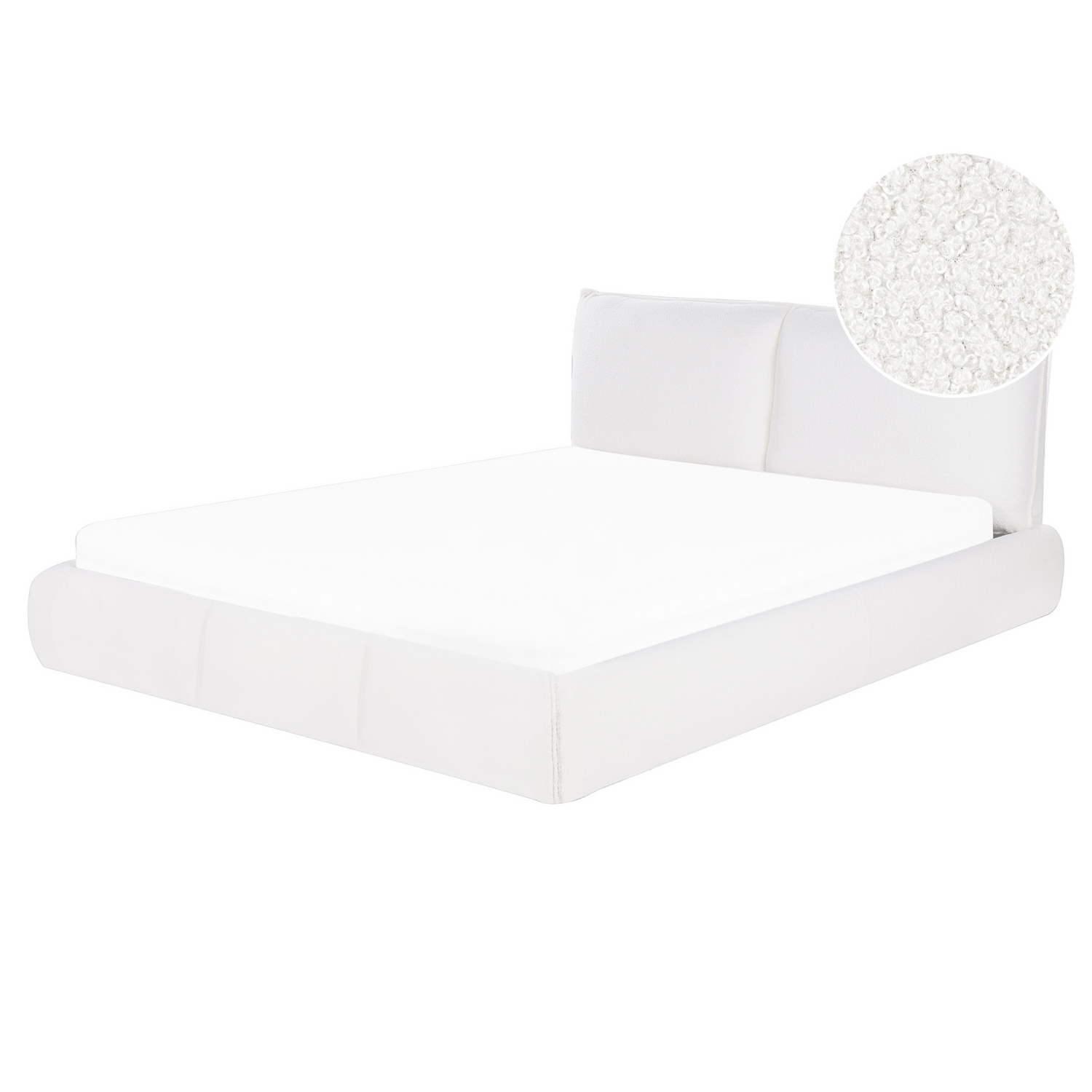 Beliani - VINAY - Tweepersoonsbed - Wit - 160 x 200 cm - Bouclé