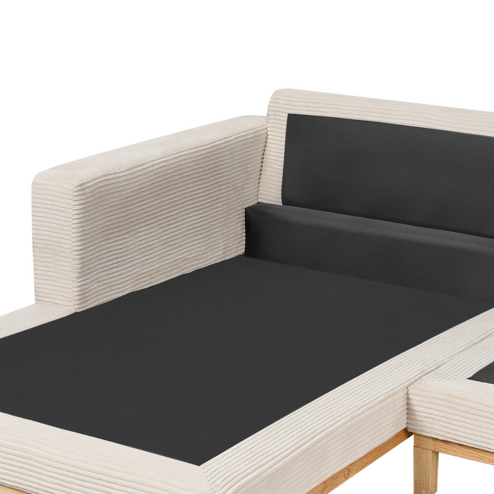 Beliani - SIGGARD II - Hoekbank - Lichtbeige - Rechtszijdig - Corduroy