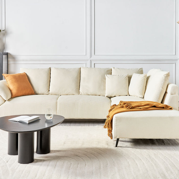 Beliani - LUNNER - Hoekbank - Lichtbeige - Linkszijdig - Corduroy