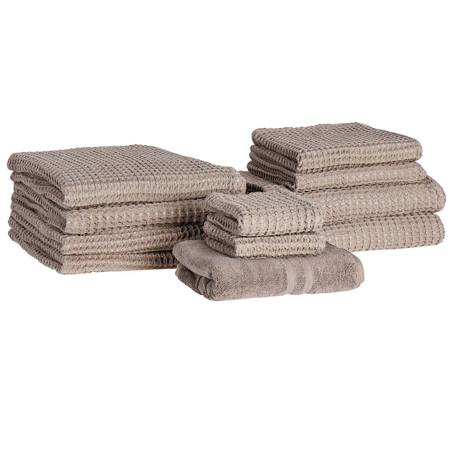 Beliani - AREORA - Handdoek set van 11 - Taupe - Katoen
