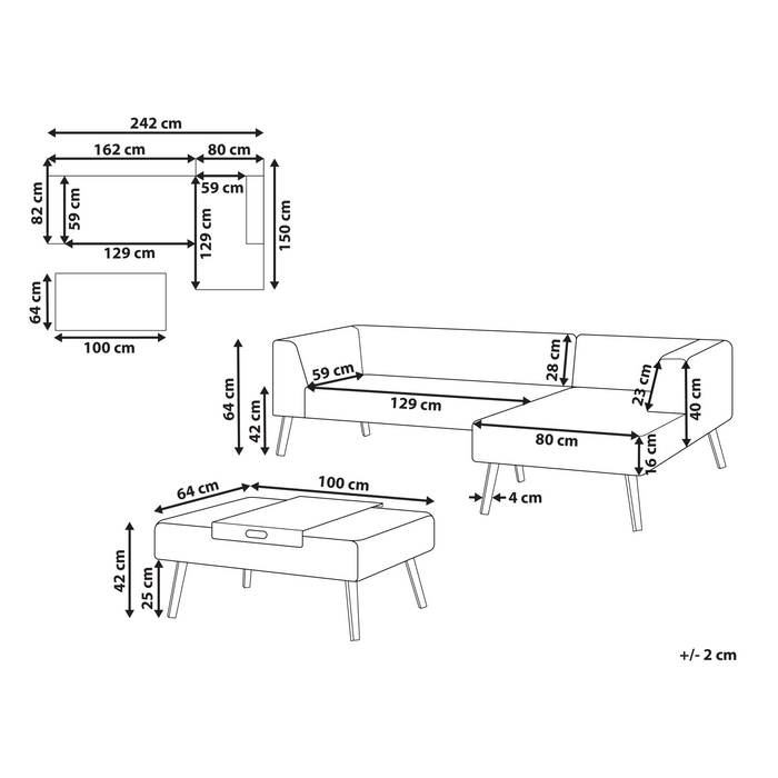 Beliani - SORRIVOLI - Loungeset 4-zits - Beige - Olefine
