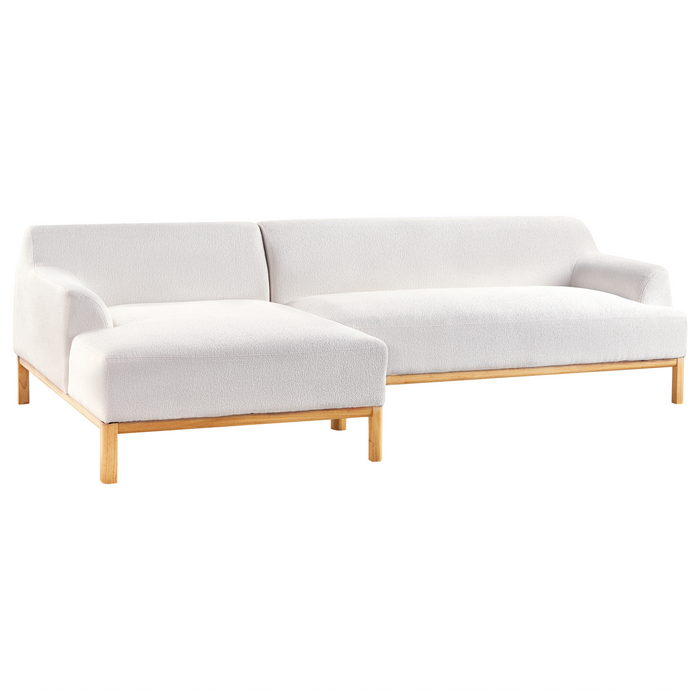 Beliani - SOSJO - Hoekbank - Gebroken wit - Rechtszijdig - Bouclé