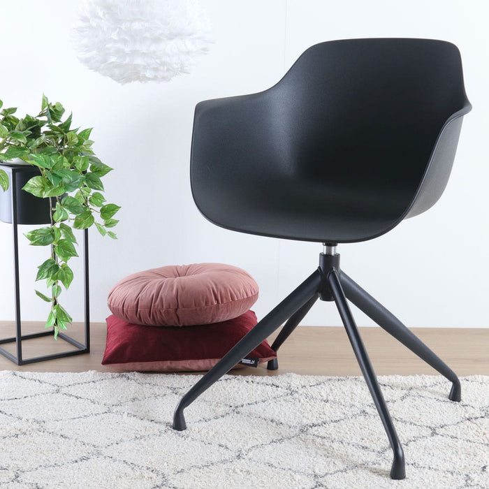 Nolon Nola-Puk Draaibare Eetkamerstoelen Zwart - Zwart Onderstel - 2x