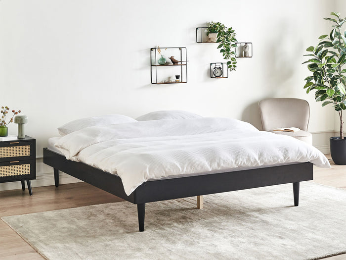 Beliani - TOUCY - Tweepersoonsbed - Zwart - 160 x 200 cm - Rubberhout