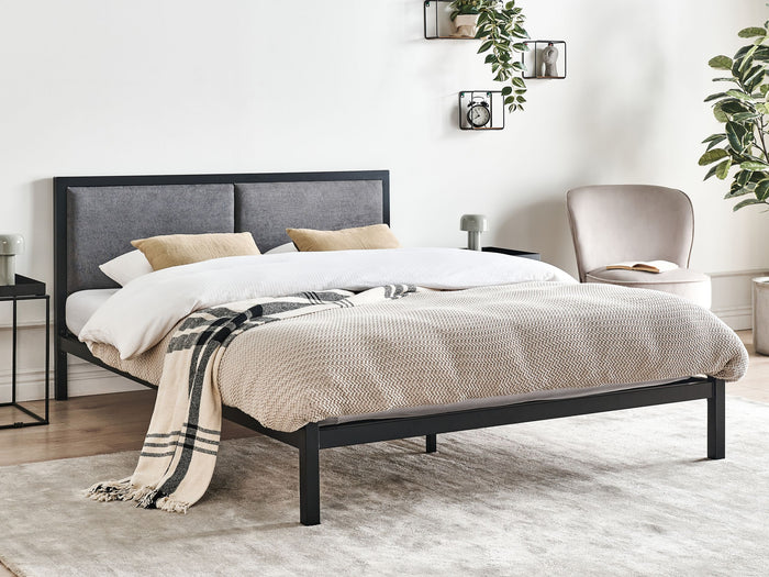 Beliani-CLAMART -Tweepersoonsbed-Zwart|Grijs-140 x 200 cm-Metaal