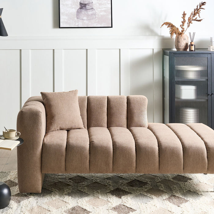 Beliani-LANNILS-Chaise longue-Lichtbruin-Linkszijdig-Polyester