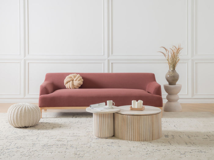 Beliani - SOSJO - Driezitsbank - Bordeaux - Polyester
