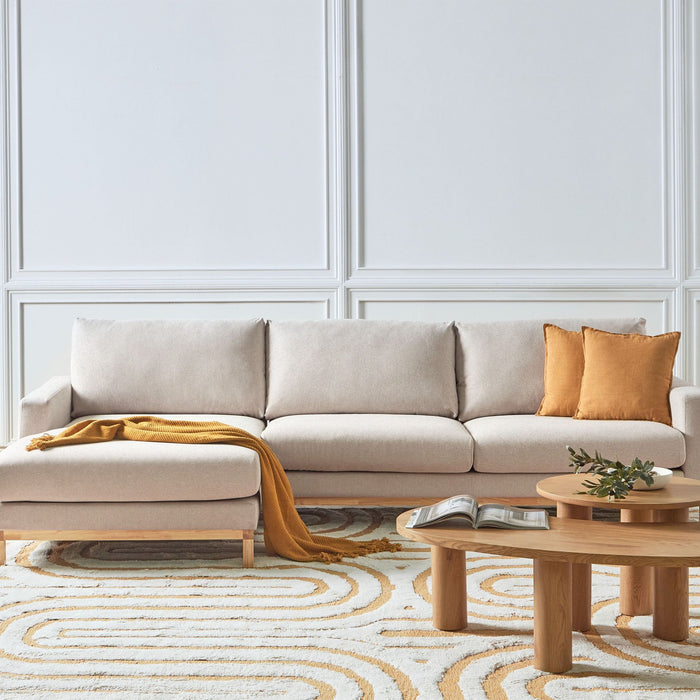 Beliani - SIGGARD - Hoekbank - Beige - Rechtszijdig - Polyester