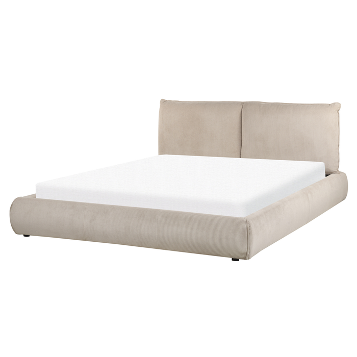 Beliani - VINAY - Tweepersoonsbed - Taupe - 160 x 200 cm - Corduroy