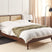 Beliani-MONPAZIER -Tweepersoonsbed-Donkerhout-140 x 200 cm-Rotan