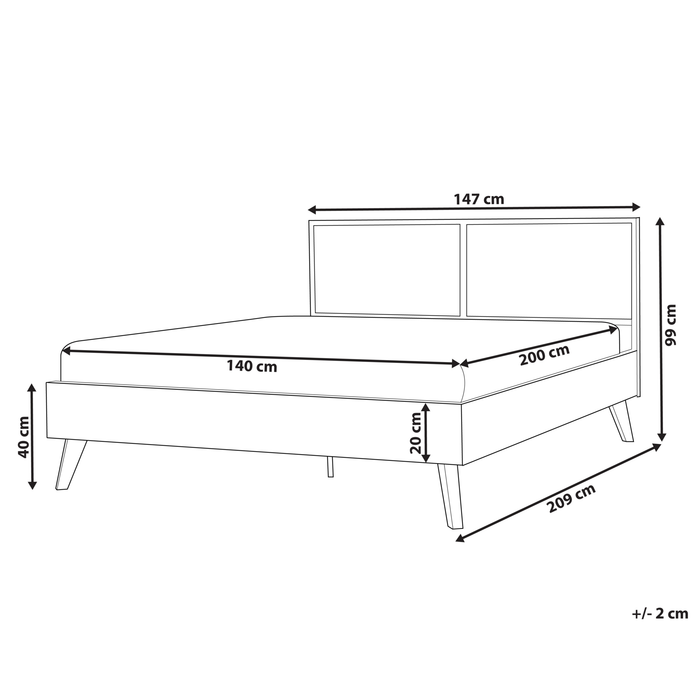 Beliani-MONPAZIER -Tweepersoonsbed-Donkerhout-140 x 200 cm-Rotan
