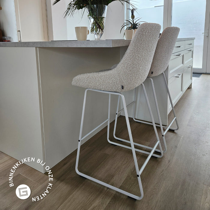 Nolon Nino-Isa Barkrukken Set van 2 - Beige - Wit - 65 cm