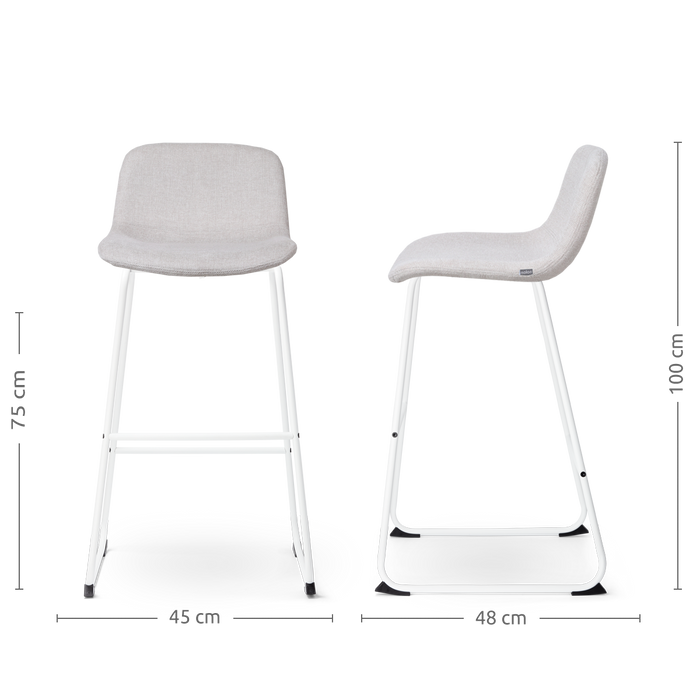 Nolon Nino-Mats Barkrukken Set van 2 - Beige - Wit - 75 cm