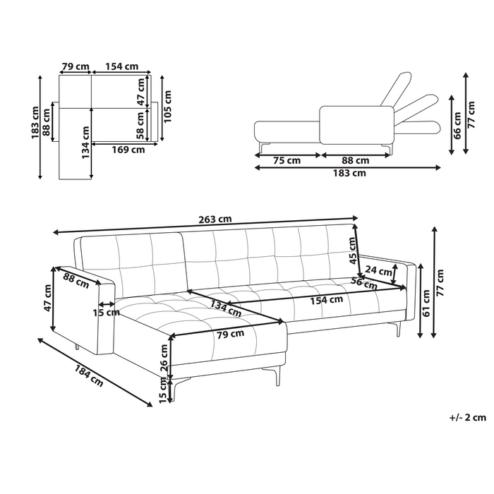 Beliani - ALNES - Hoekbank - Beige - Rechtszijdig - Polyester