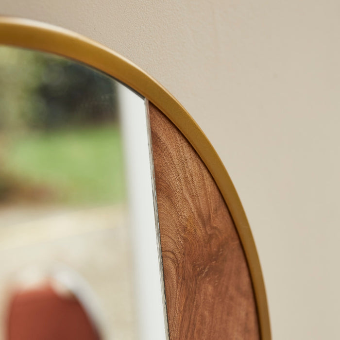 Tikamoon - Ronde spiegel van metaal en hout 60 cm Andrea