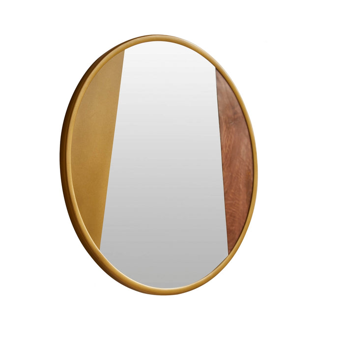 Tikamoon - Ronde spiegel van metaal en hout 60 cm Andrea