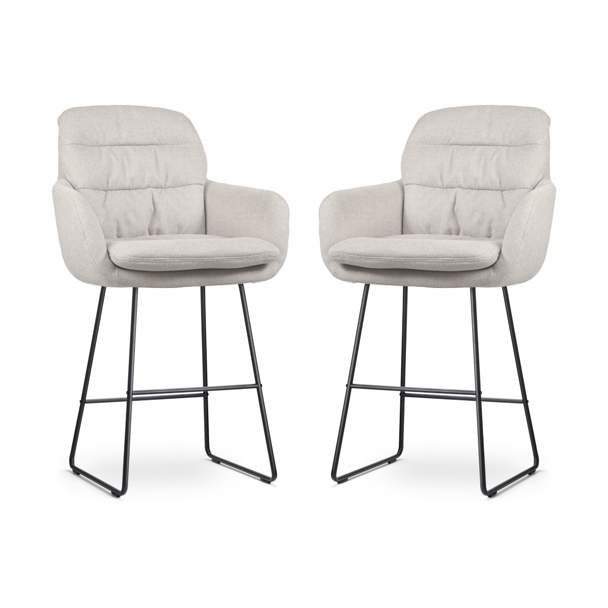 Nolon Nino-Mia Barkrukken Set van 2 - Beige - Zwart - 65 cm