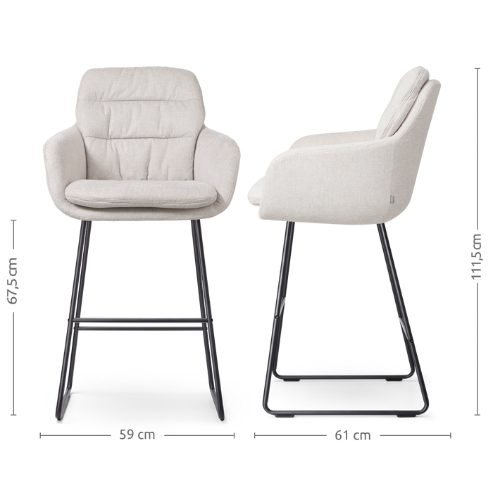 Nolon Nino-Mia Barkrukken Set van 2 - Beige - Zwart - 65 cm