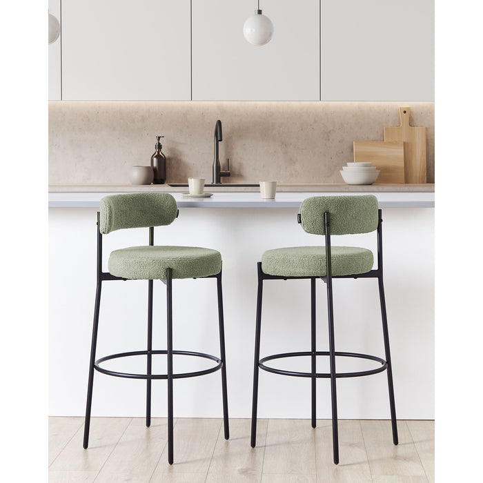 Beliani - ALLISON - Barkruk set van 2 - Lichtgroen - Bouclé