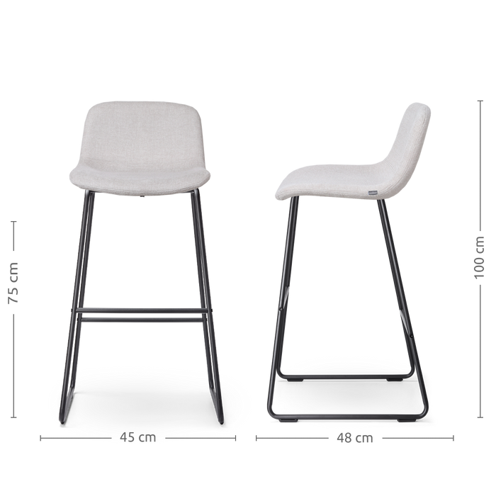 Nolon Nino-Mats Barkrukken Set van 2 - Beige - Zwart - 75 cm