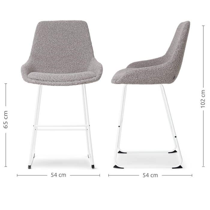 Nolon Nino-Isa Barkrukken Set van 2 - Bouclé Taupe - Wit - 65 cm