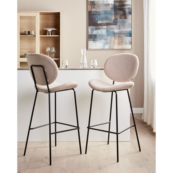 Beliani - LUANA - Barkruk set van 2 - Lichtbeige - Bouclé