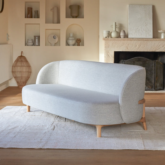 Tikamoon - Hoya - Driezitsbank van massief eiken en grijze stof