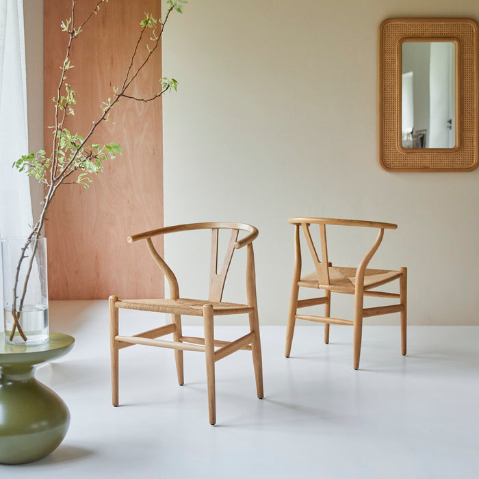 Tikamoon - Stoel van licht massief teakhout met vlechtwerk Blaise