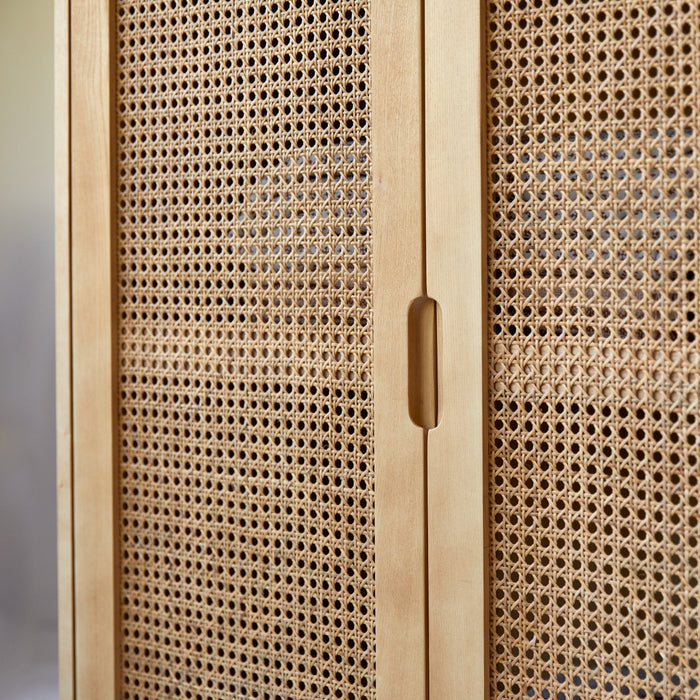 Tikamoon - Luis - Kast van massief iepenhout en rotan vlechtwerk