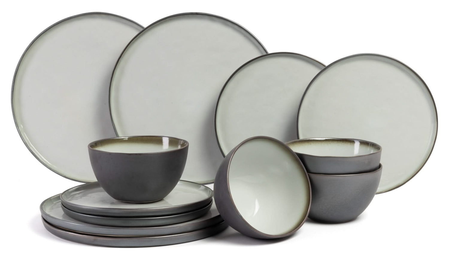 Cosy & Trendy Serviesset Plato Mat - 12-delig | 4 personen - 4 dinerborden, 4 ontbijtborden en 4 kommen