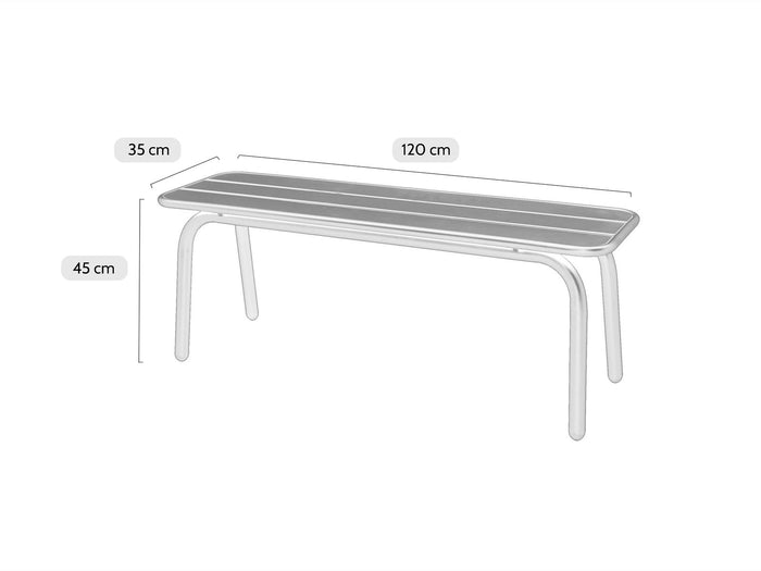 Metalen tuinbank 120 cm ivoor - zonder rugleuning