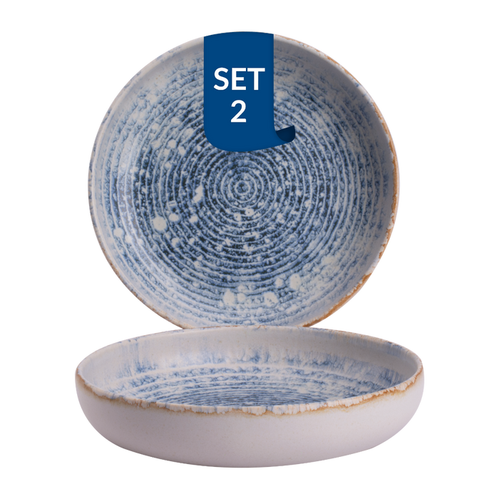 James Cooke - Azure Vintage - Bord diep - 2 stuks -22 cm - Blauw|Wit