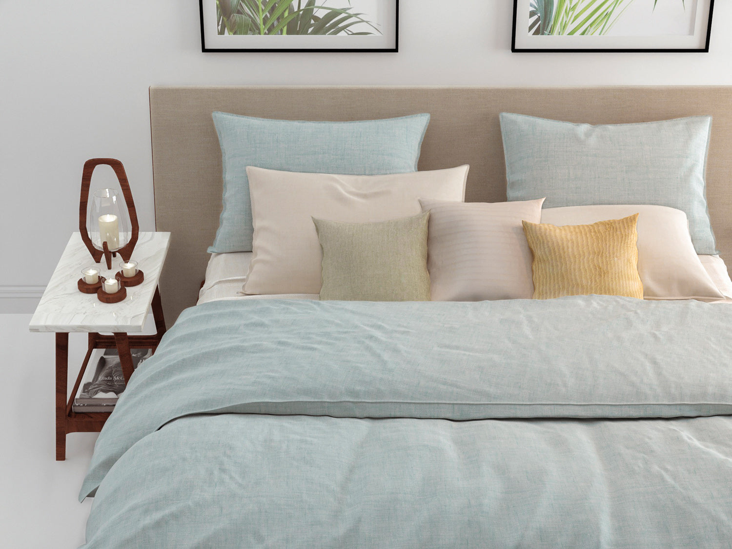 Zo Home Dekbedovertrek Katoen Lino Linnen Look mint green