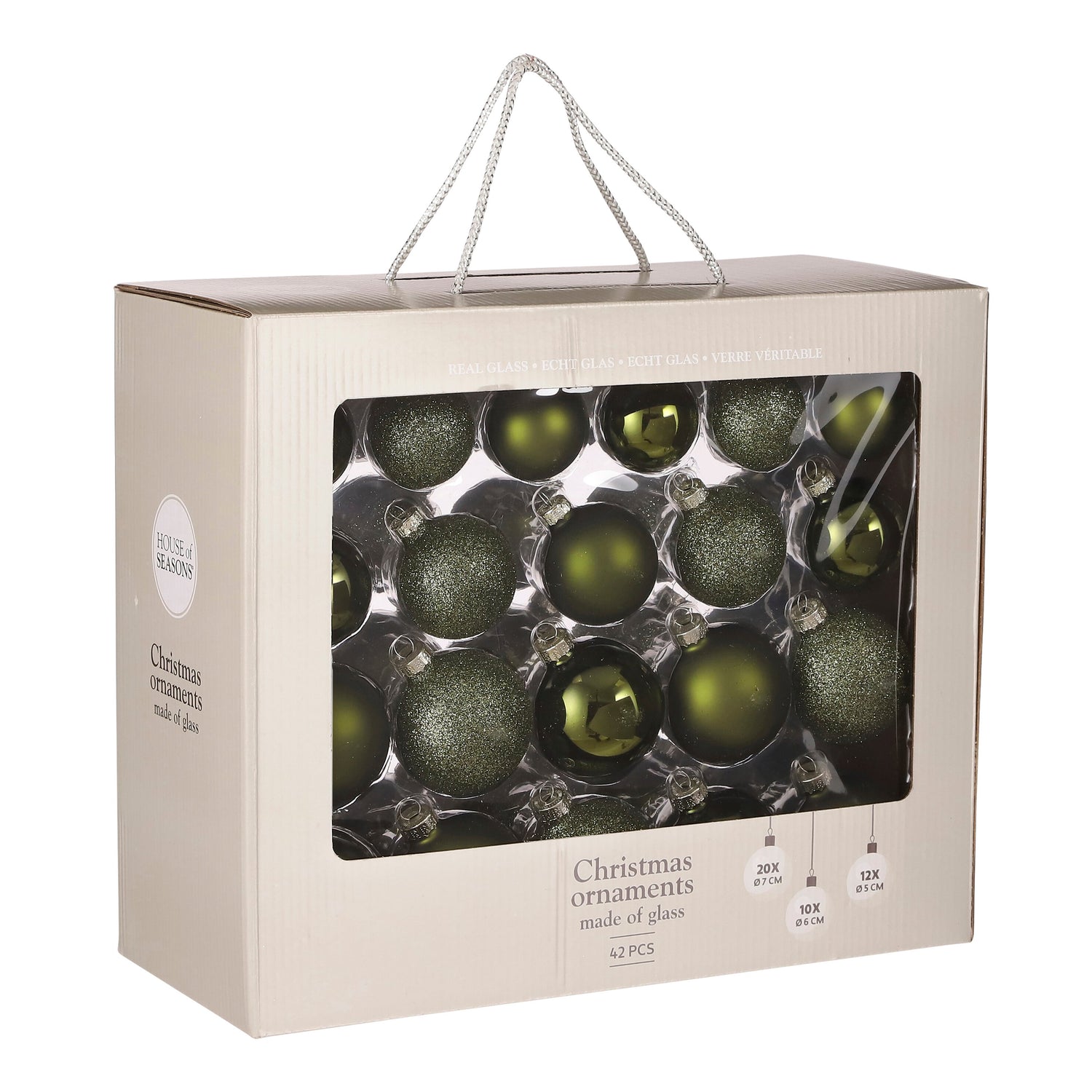 House of Seasons Kerstballen Set - 42 Stuks - Ø7 cm - Glas - Groen