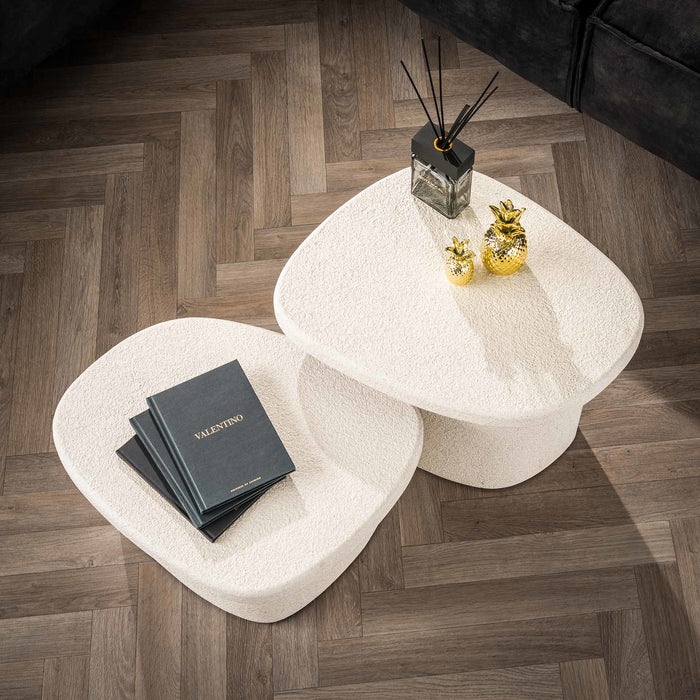 Giga Meubel - Salontafel Beige Set van 2 - 57x44x40cm - Composiet