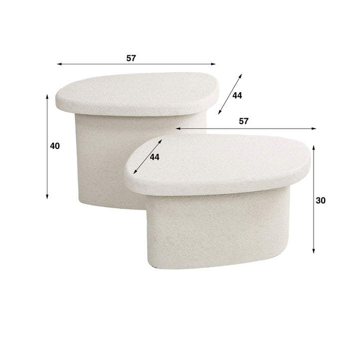 Giga Meubel - Salontafel Beige Set van 2 - 57x44x40cm - Composiet