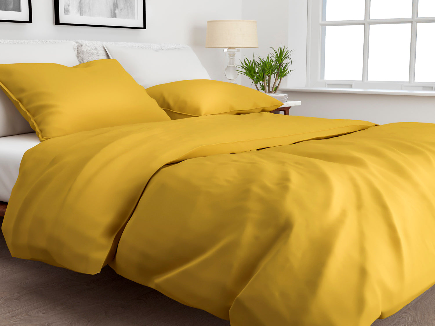 Zo Home Dekbedovertrek Katoen Satijn Satinado Uni - ochre gold