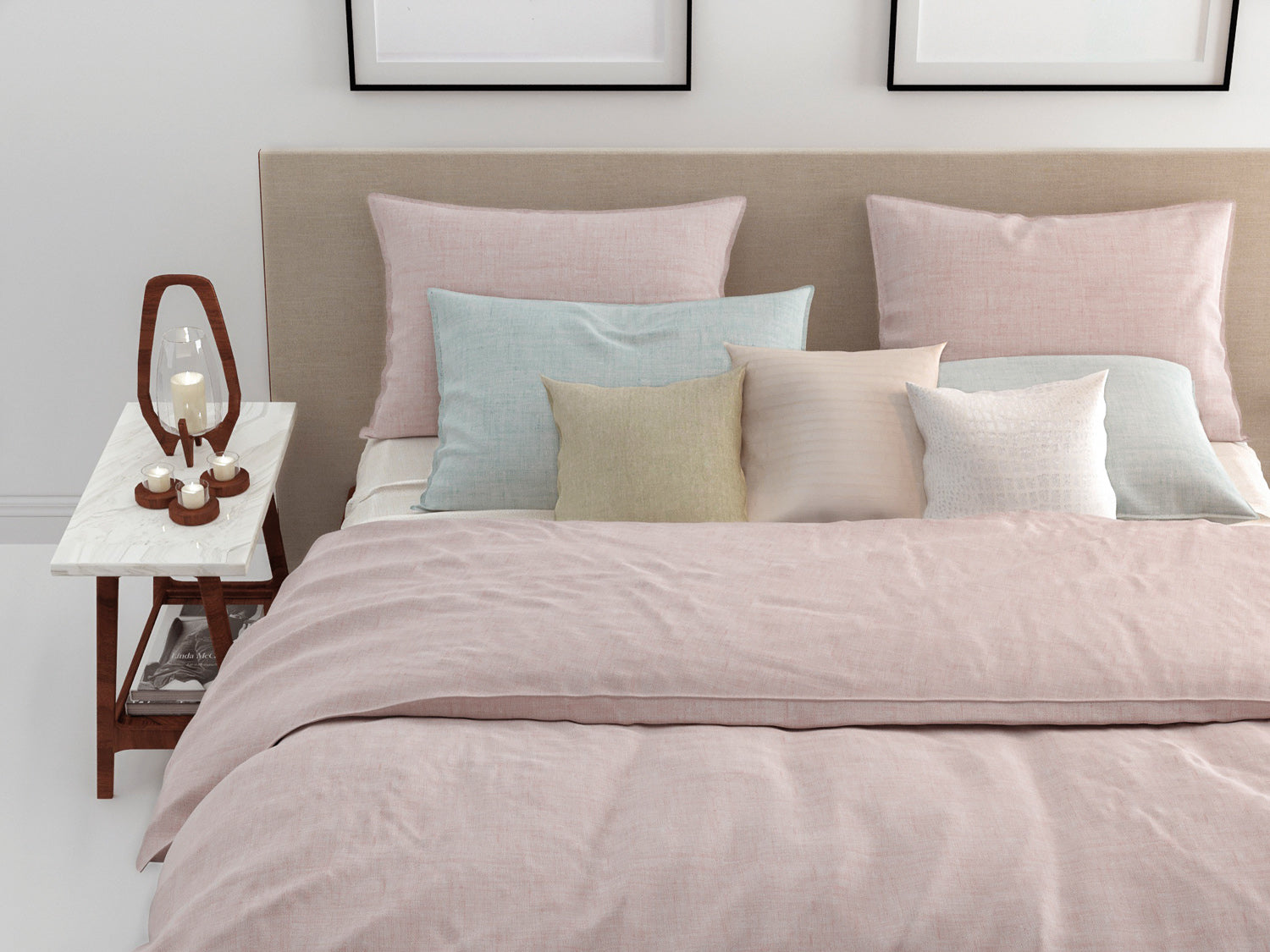 Zo Home Dekbedovertrek Katoen Lino Linnen Look shell nude