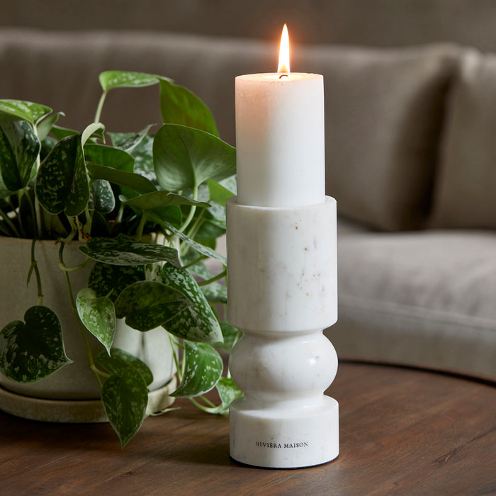 Riviera Maison Kandelaar Beige Marmer rond - Sessari Marble (ØxH) 8x20