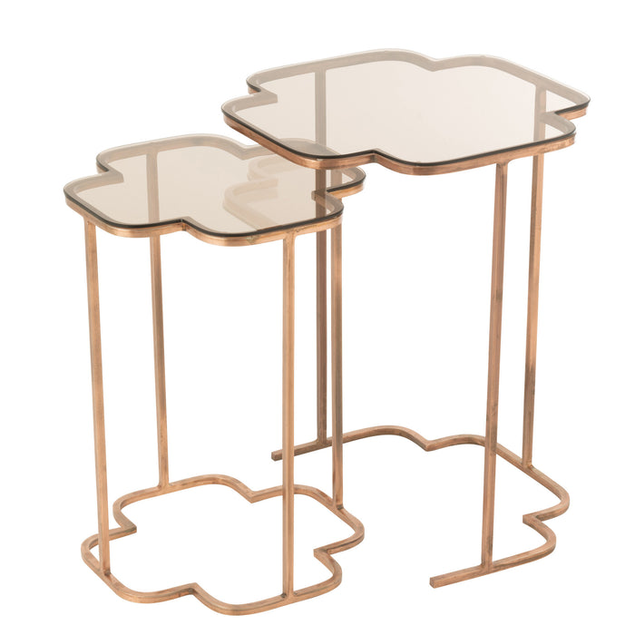 J-Line bijzettafel Ones - metaal - koper - 2 stuks